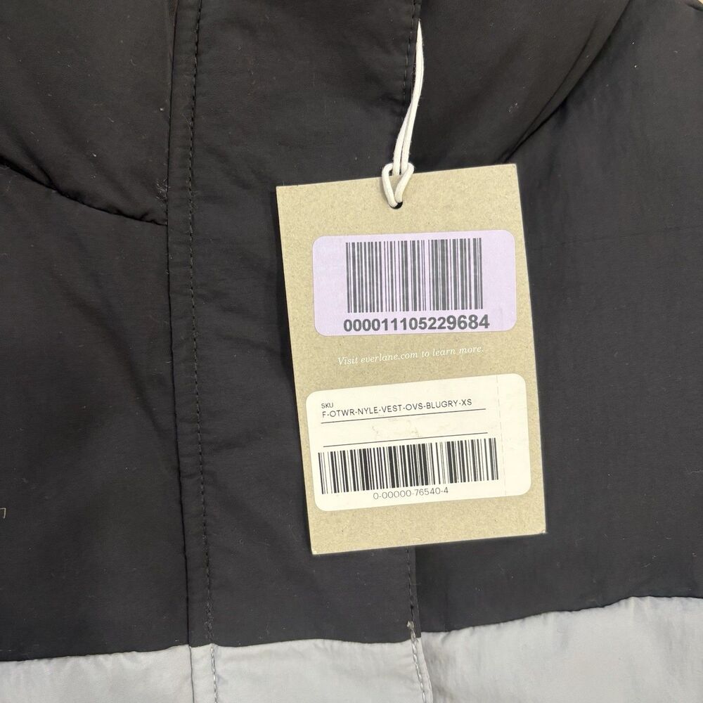 Everlane Puffer Vest Womens Size XS Nyle Quilted, Black & Gray Colorblock - Picture 4 of 9